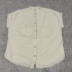 Fjallraven Shirt Womens Large Övik Hemp Beige Button Down Short Sleeve